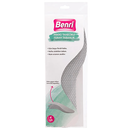 Benri Micro-Particle Comfortable Insoles 4 Pairs