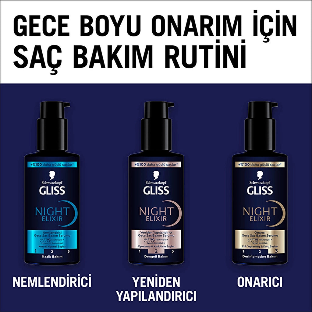 Gliss Night Elixir Moisturizing Night Hair Care Serum 100 ml