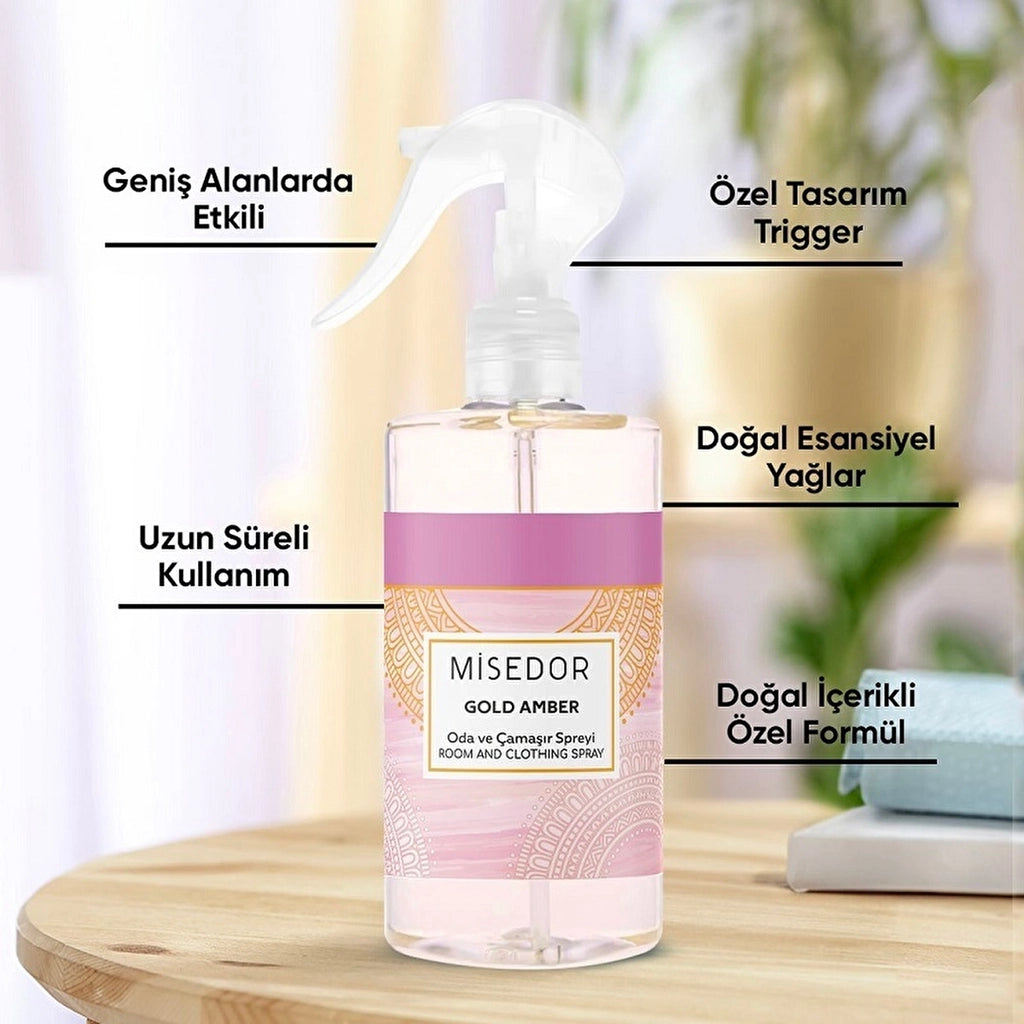 Misedor Gold Amber Room Fragrance and Laundry Perfume 330 ml