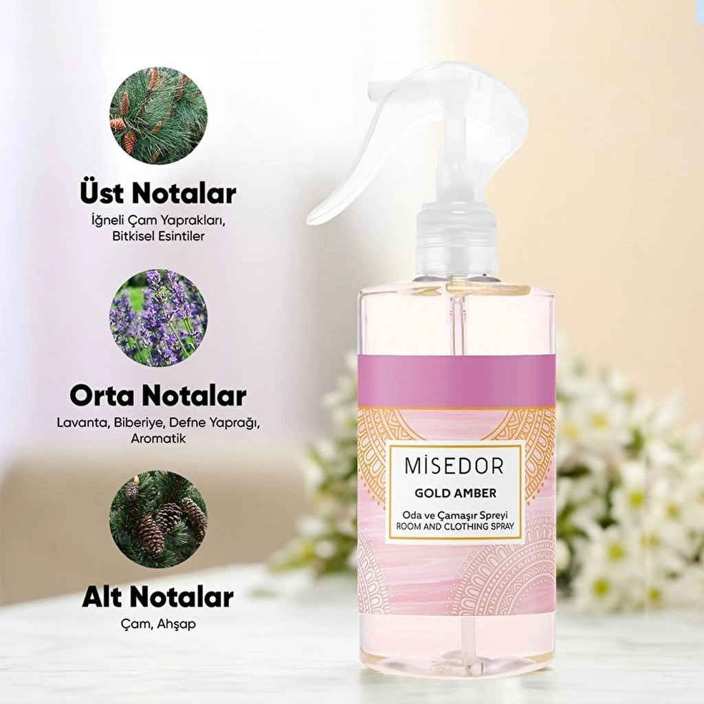 Misedor Gold Amber Room Fragrance and Laundry Perfume 330 ml
