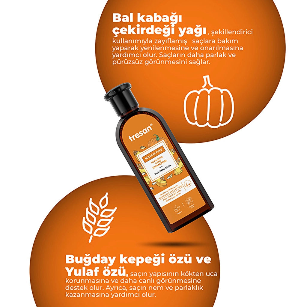 Tresan Pumpkin Seed Repairing Sulfate-Free Care Shampoo 300 ml