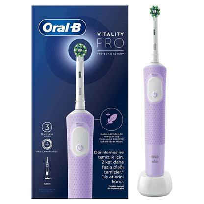 Oral-B Rechargeable Electric Toothbrush Vitality Pro Lila Protection and Cleaning