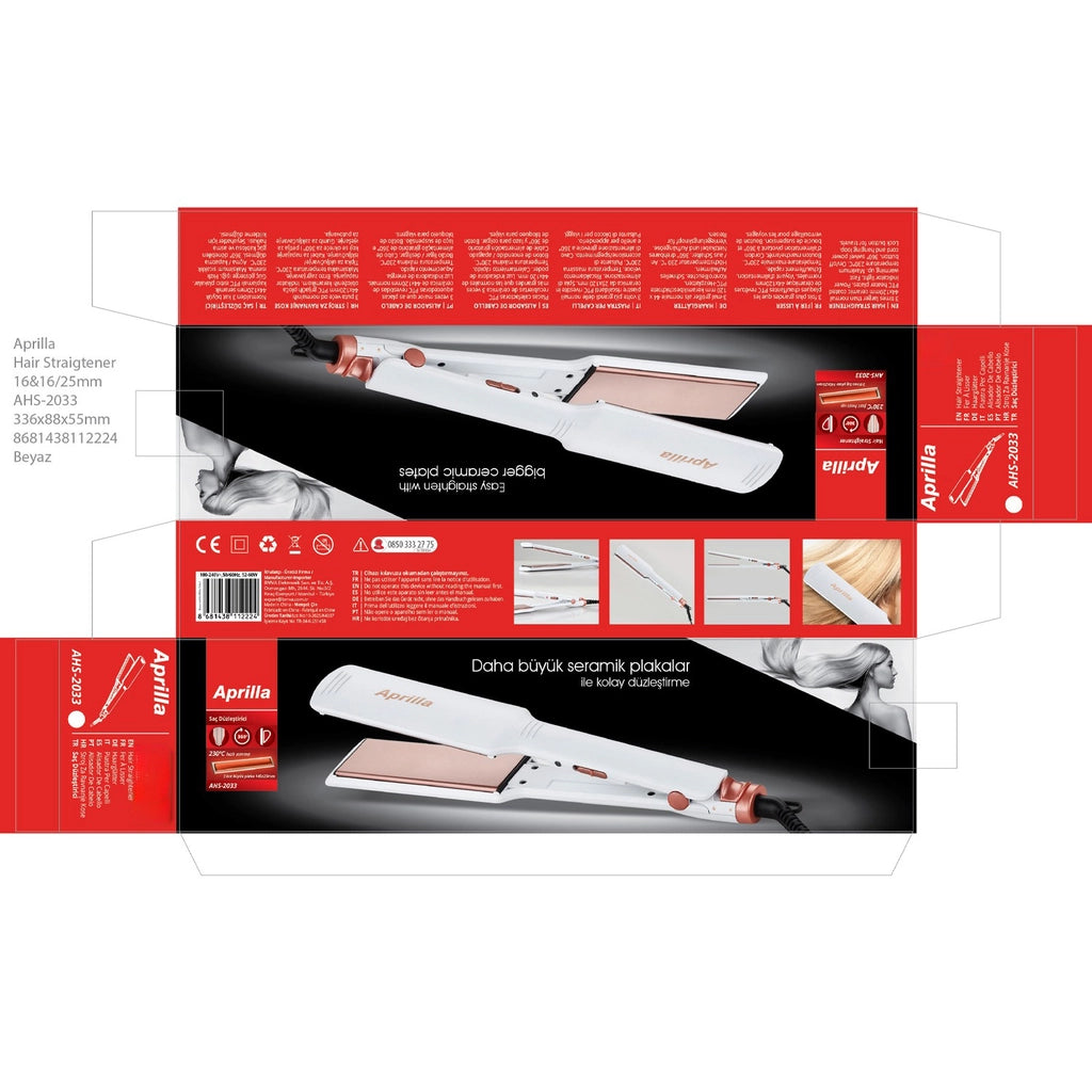 Aprilla Large Ceramic Coated Powerful Hair Straightener AHS-2033
