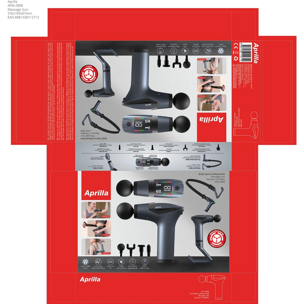 Aprilla Rechargeable 4-Headed Sports Massager AFM-2898 (Pulsed Vibration)