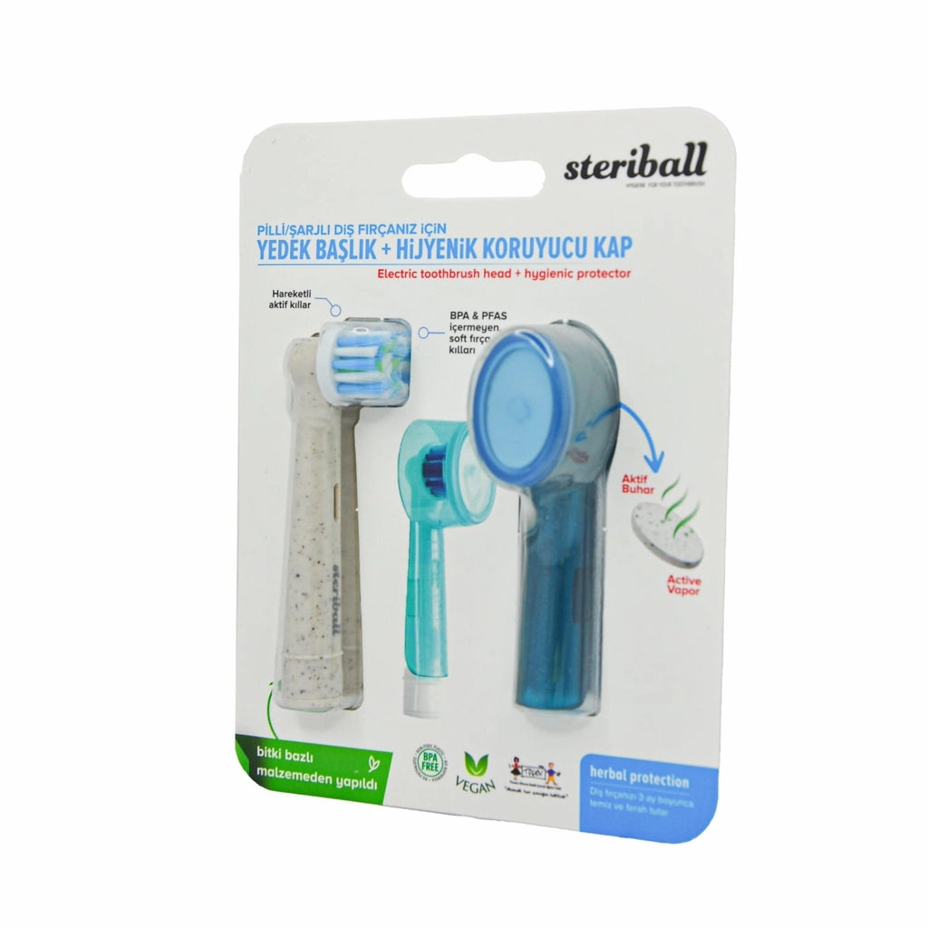Steriball Replacement Head and Hygienic Protective Cover for Battery &amp; Cordless Toothbrush (Assorted)