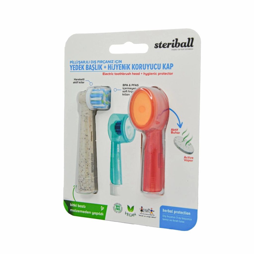 Steriball Replacement Head and Hygienic Protective Cover for Battery &amp; Cordless Toothbrush (Assorted)