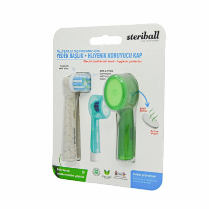 Steriball Replacement Head and Hygienic Protective Cover for Battery &amp; Cordless Toothbrush (Assorted)
