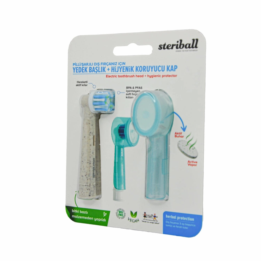 Steriball Replacement Head and Hygienic Protective Cover for Battery &amp; Cordless Toothbrush (Assorted)