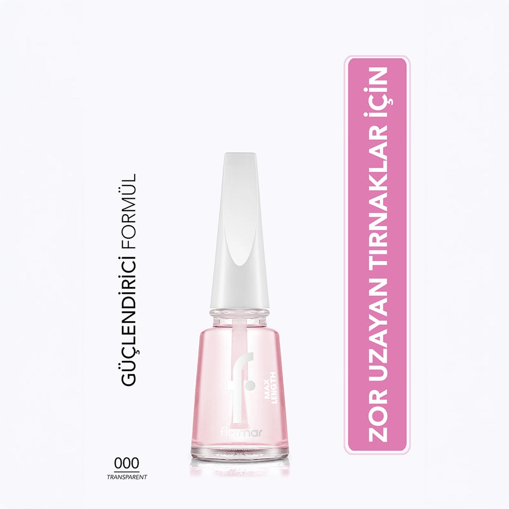Flormar Max Length Helping Extension Nail Polish Base Nail Polish 000 Transparent