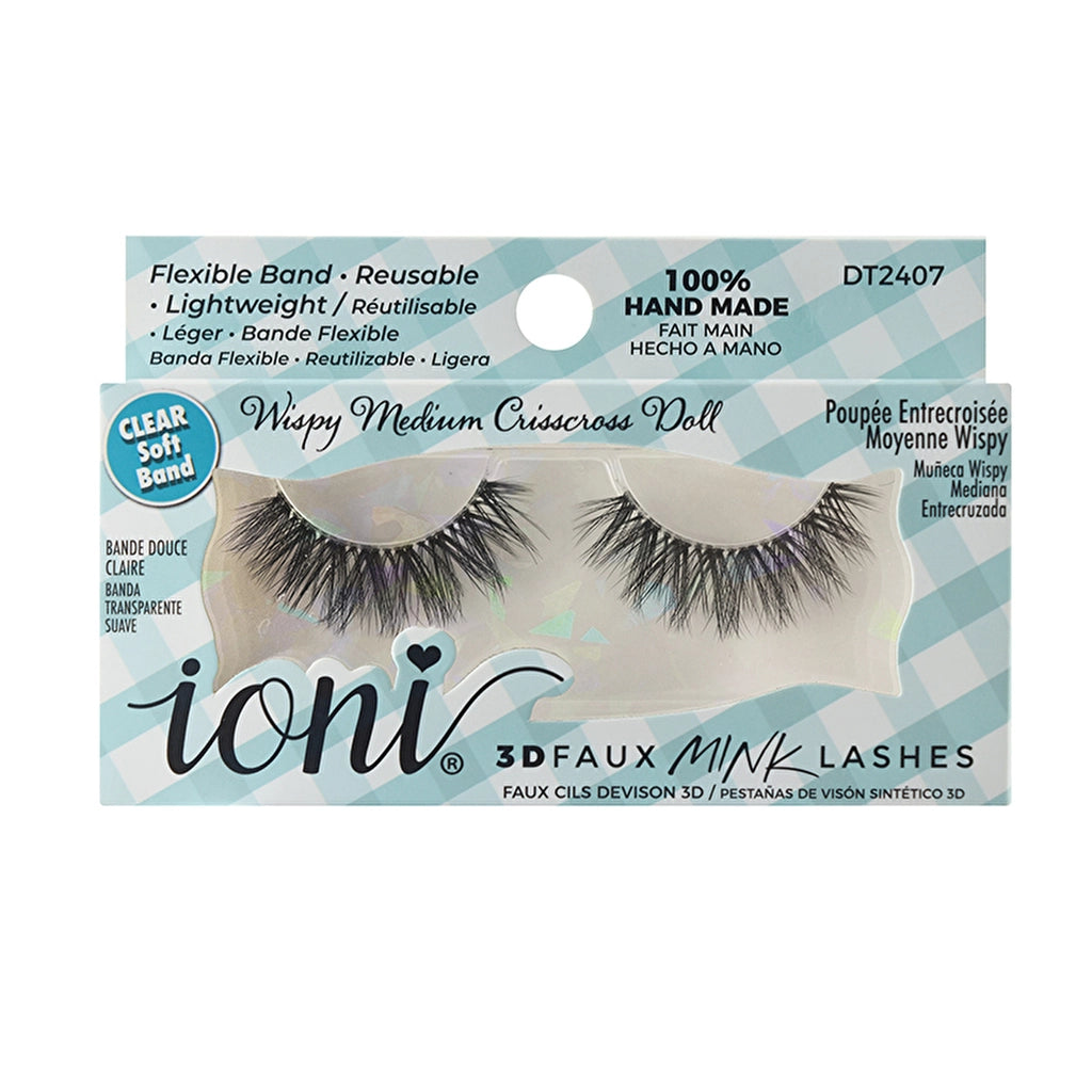 IONI 3D False Eyelashes Wispy Crisscross Doll