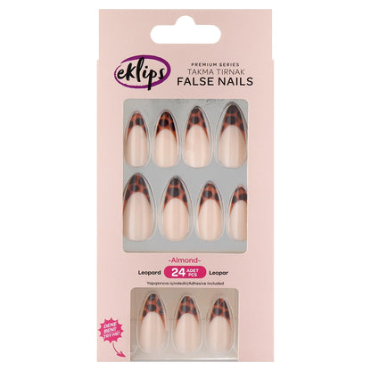 Eklips False Nails Leopard French Almond 24-Piece