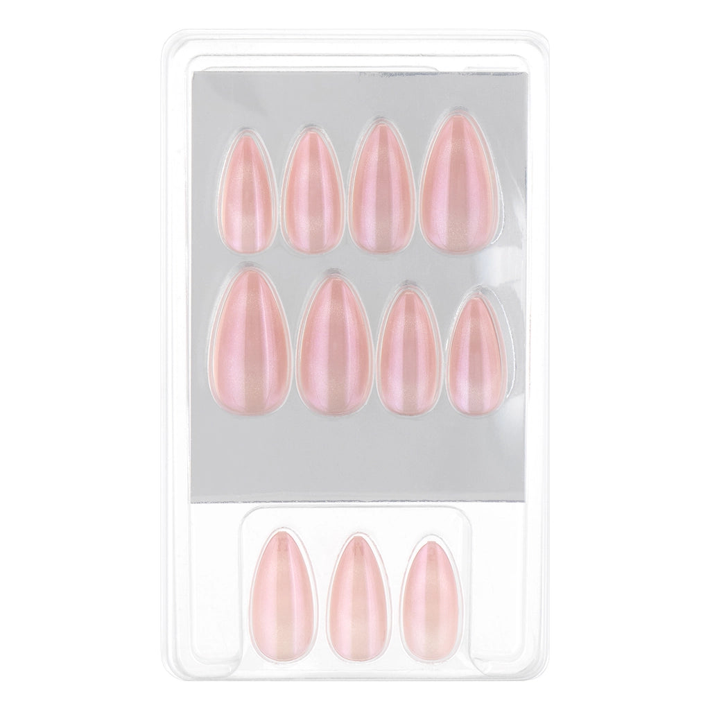 Eklips Fake Nails Pink Cat Eye Effect Almond 24-pack