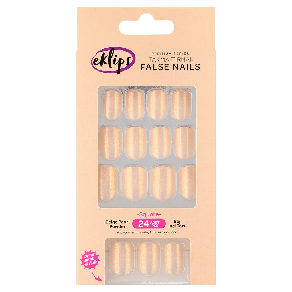 Eklips False Nails Beige Pearl Powder Blunt 24-Piece