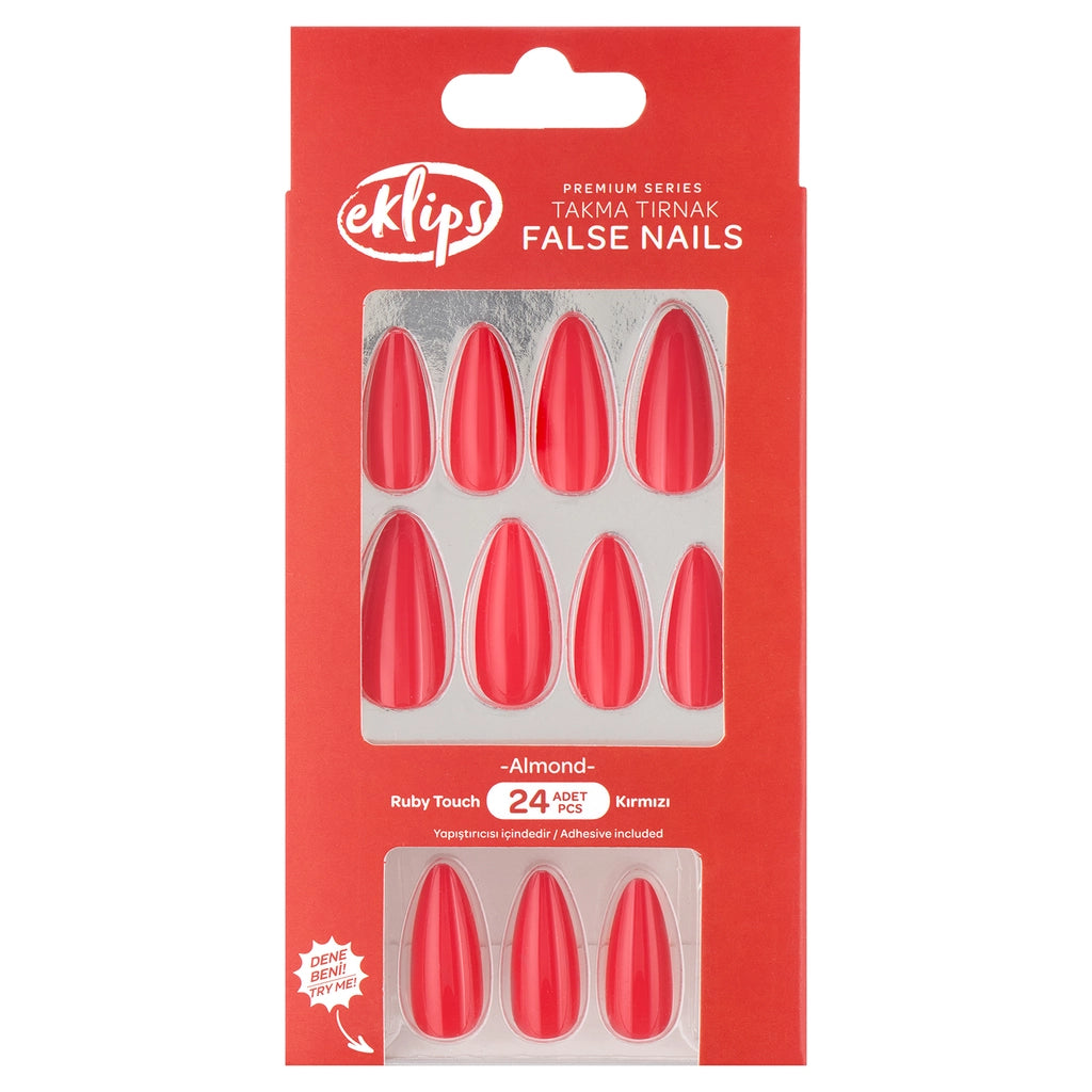 Eklips False Nails Red Almond 24-Piece