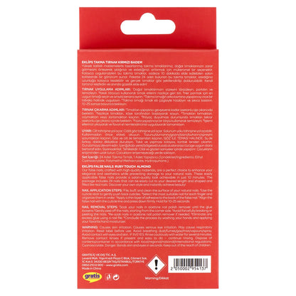 Eklips False Nails Red Almond 24-Piece