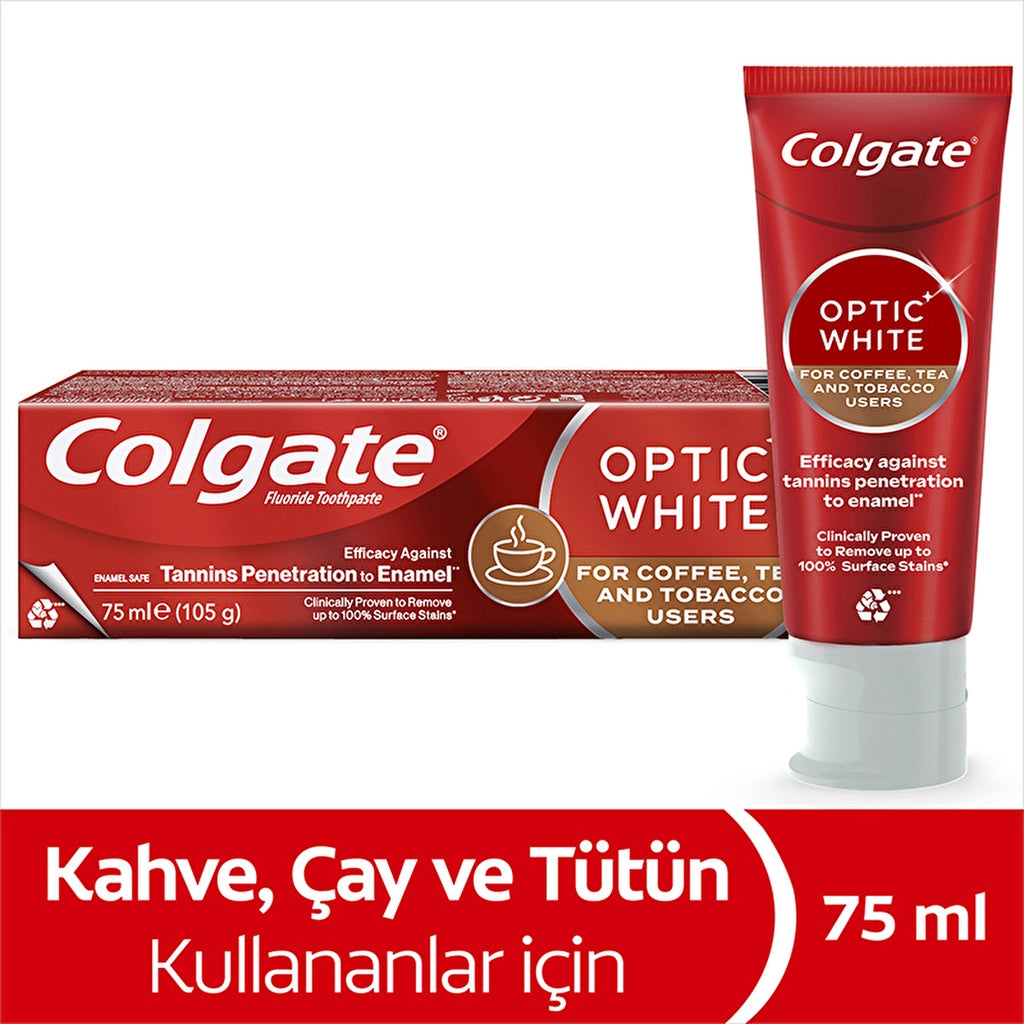 Colgate Optic White Toothpaste for Coffee, Tea and Tobacco Users 75 ml