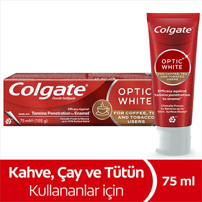 Colgate Optic White Toothpaste for Coffee, Tea and Tobacco Users 75 ml