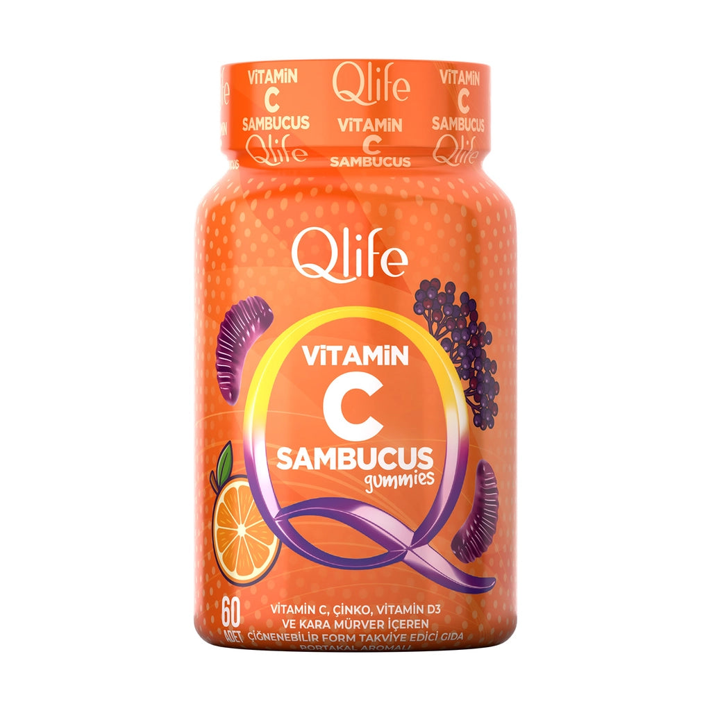 Qlife Sambucus Gummies Gummies Containing Vitamin C, D, Zinc, Black Elderberry 60 Pieces