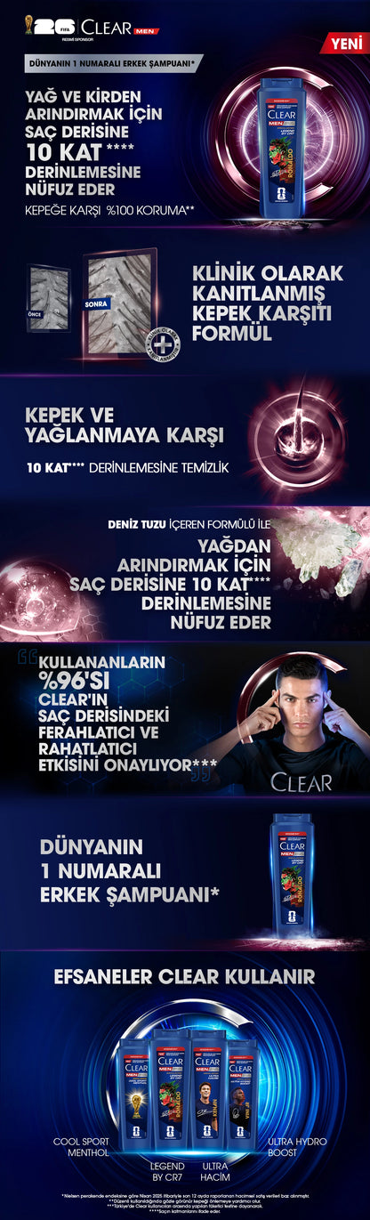 Clear Men Legend By CR7 Cristiano Ronaldo Effective Anti-Dandruff Shampoo 500 ml