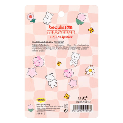 Beaulis Fun Teddy Chain Liquid Lipstick 604 Pinky Bear