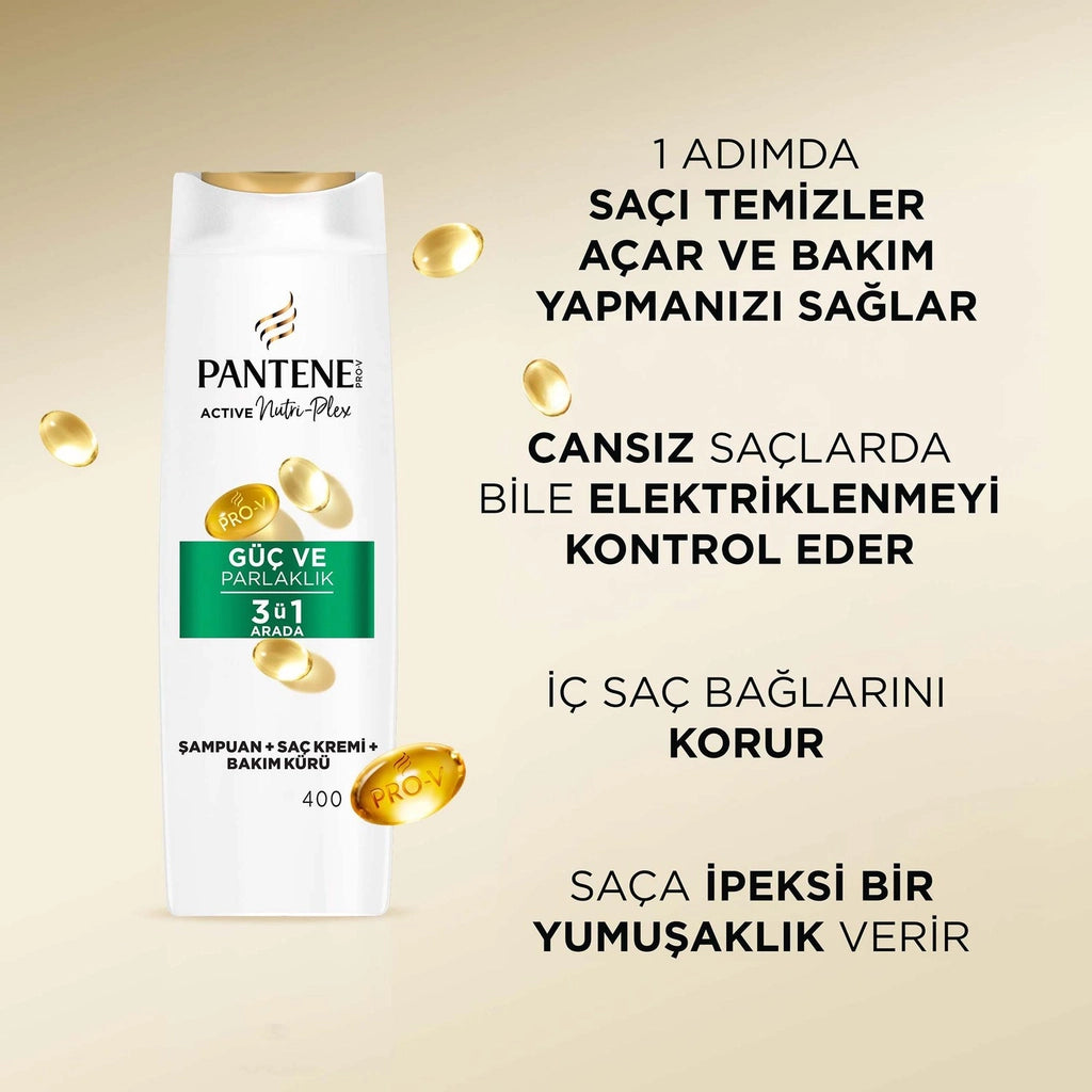 Pantene Power &amp; Shine 3 in 1 Shampoo 400 ml