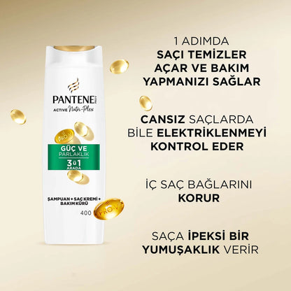 Pantene Power &amp; Shine 3 in 1 Shampoo 400 ml