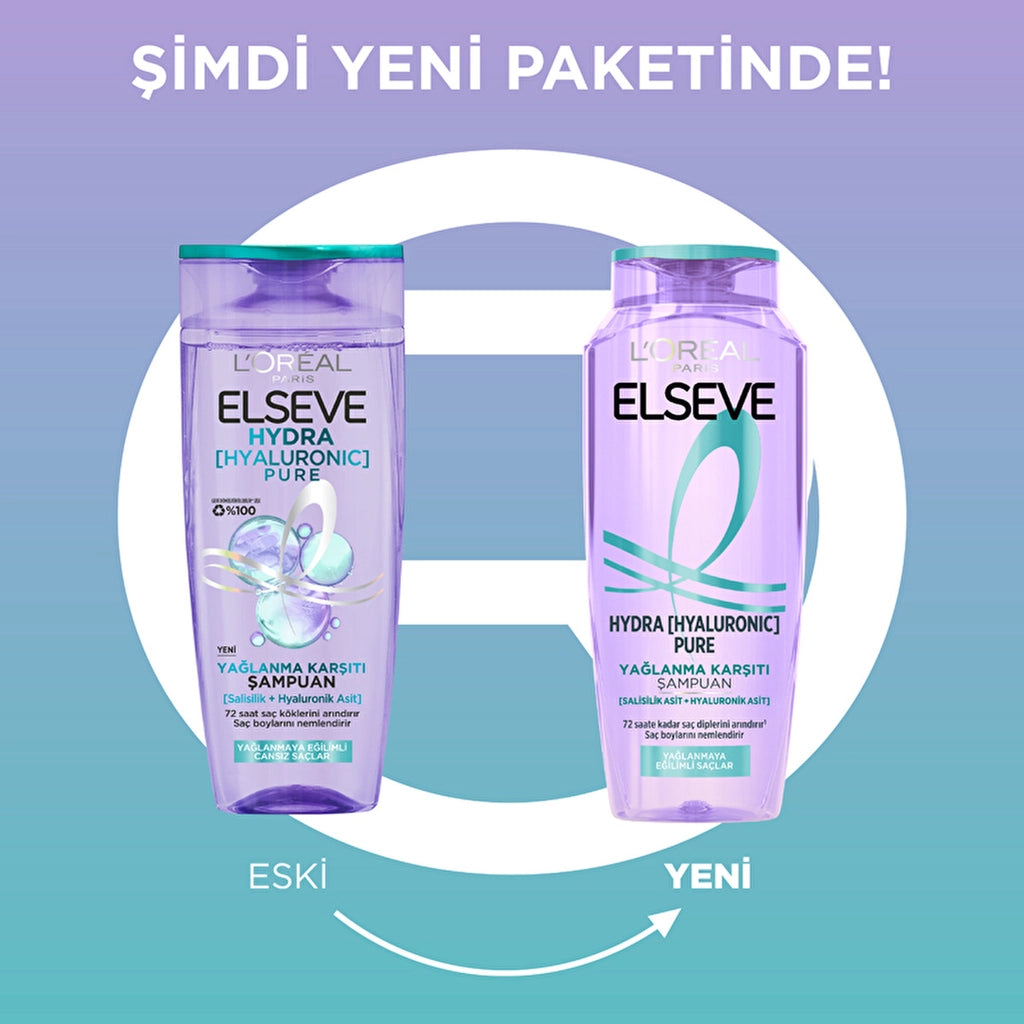 Loreal Paris Elseve Hydra Hyaluronic Pure Anti-Oil Purifying Shampoo Containing Salicylic Acid 300 ml