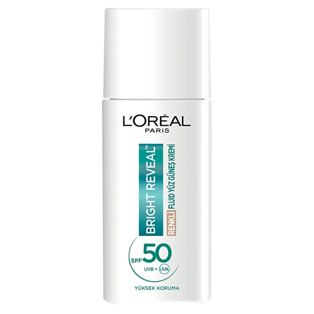 Loreal Paris Bright Reveal SPF 50+ Anti-Dark Spot Tinted Fluid Daily Face Sun Cream 50 ml - Light