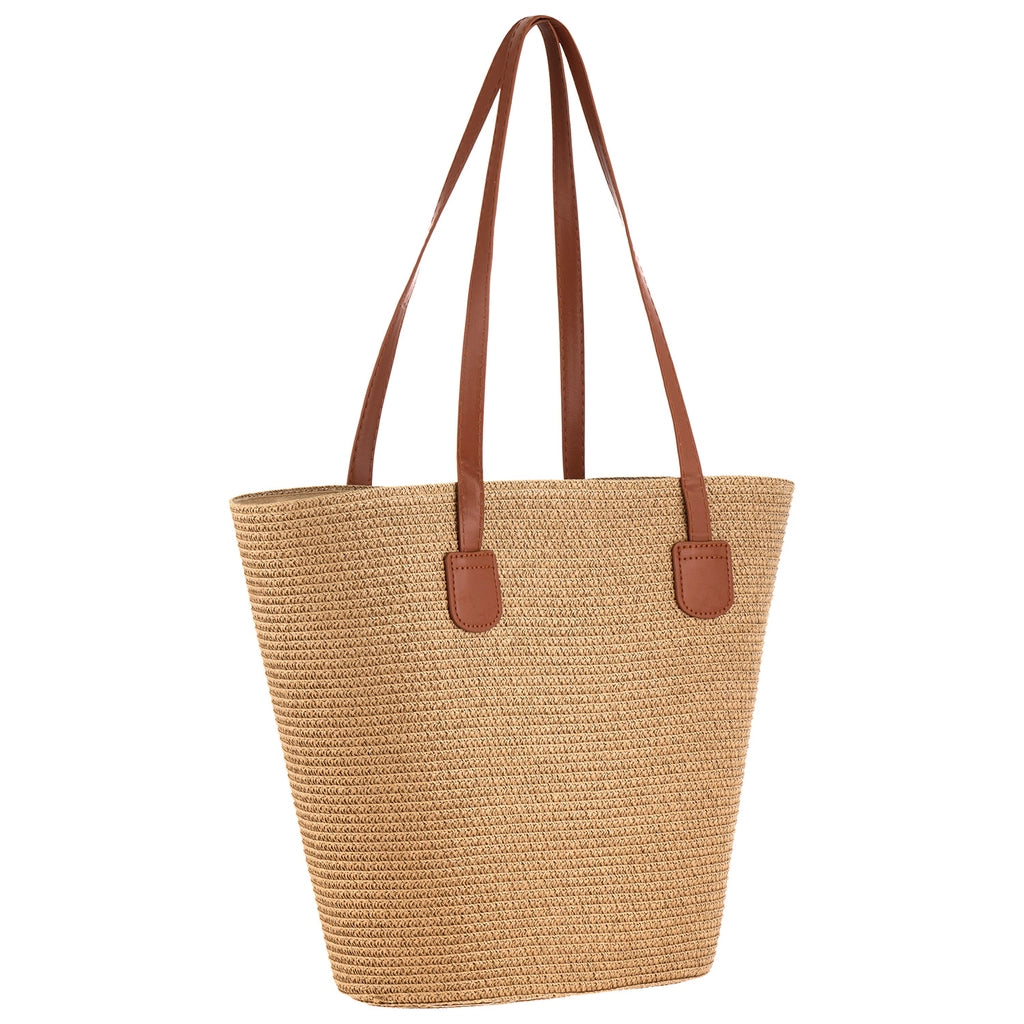 Eklips Straw Beach Bag Beige Plain