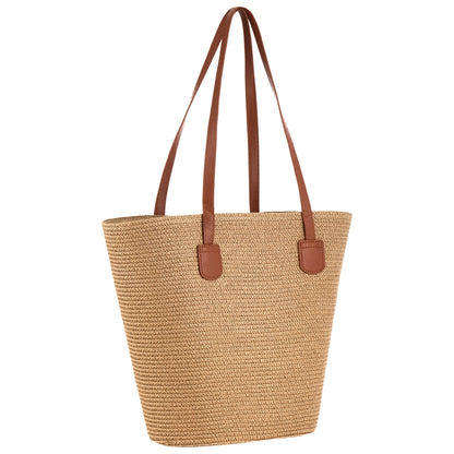 Eklips Straw Beach Bag Beige Plain