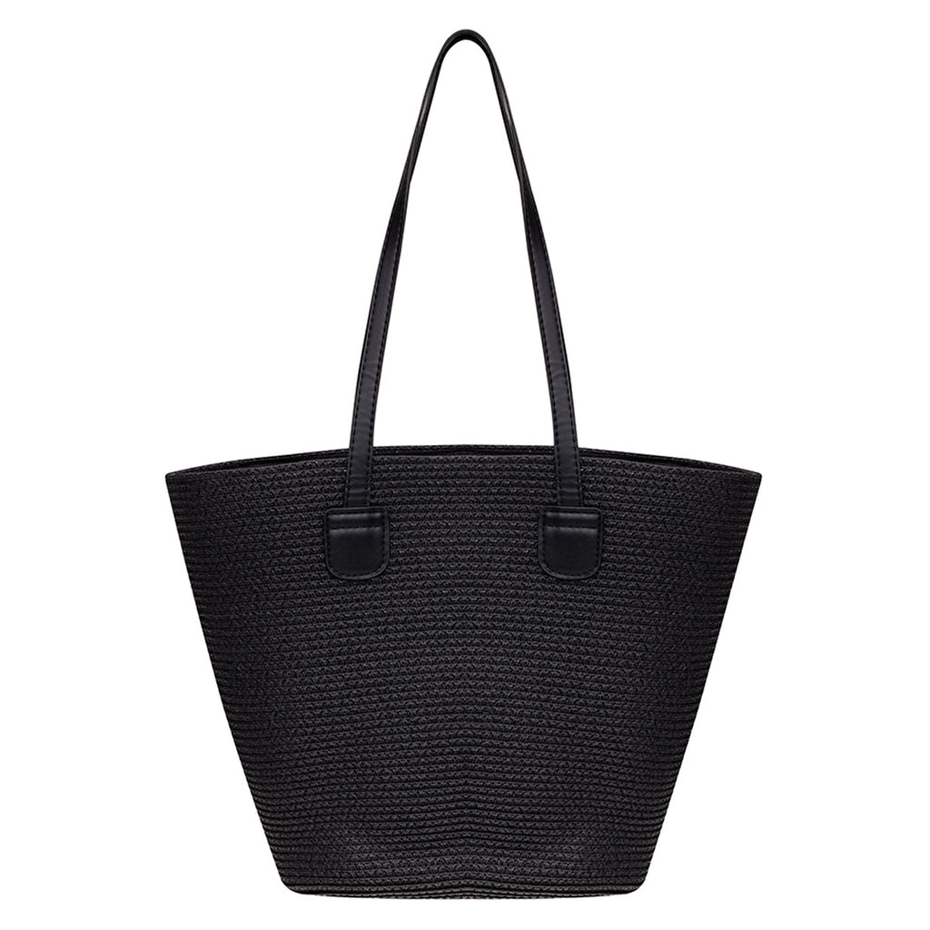 Eklips Straw Beach Bag Black Plain