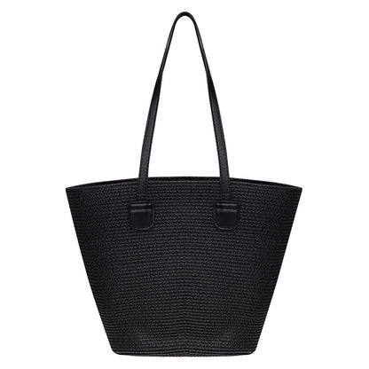 Eklips Straw Beach Bag Black Plain