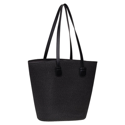 Eklips Straw Beach Bag Black Plain