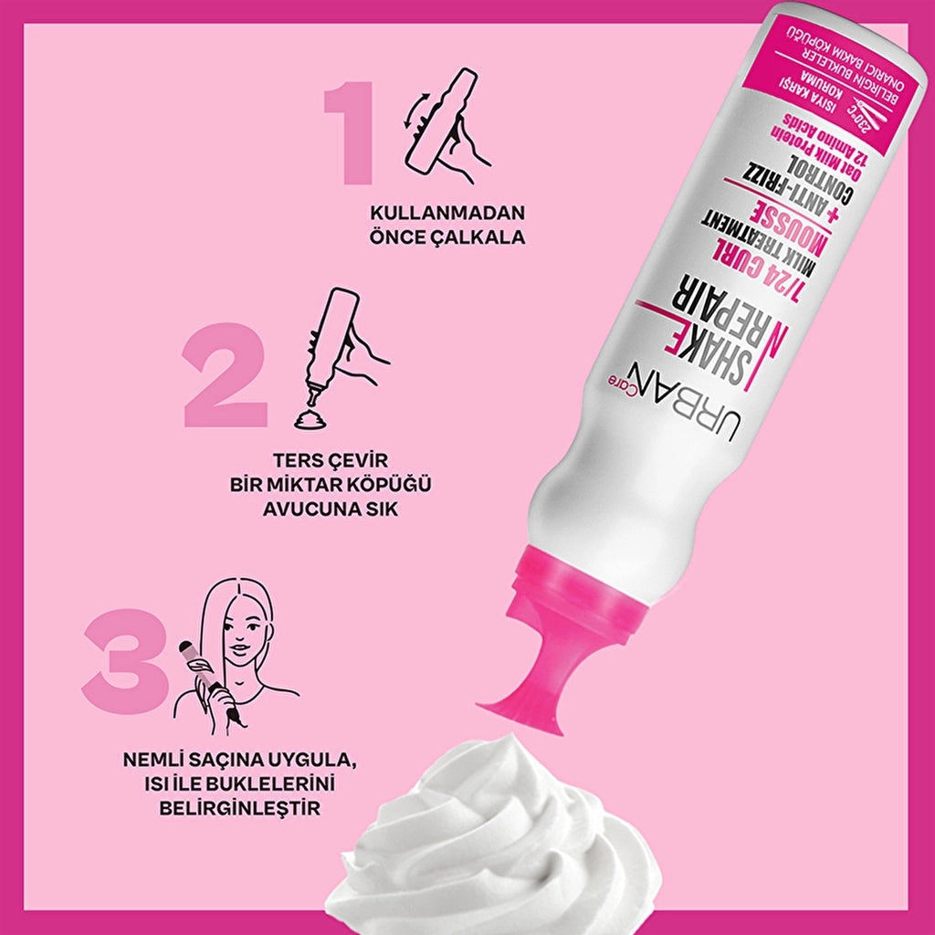 Urban Care Shake N Repair 24/7 Special Hair Care Foam for Frizzy and Curly Hair 150 ml