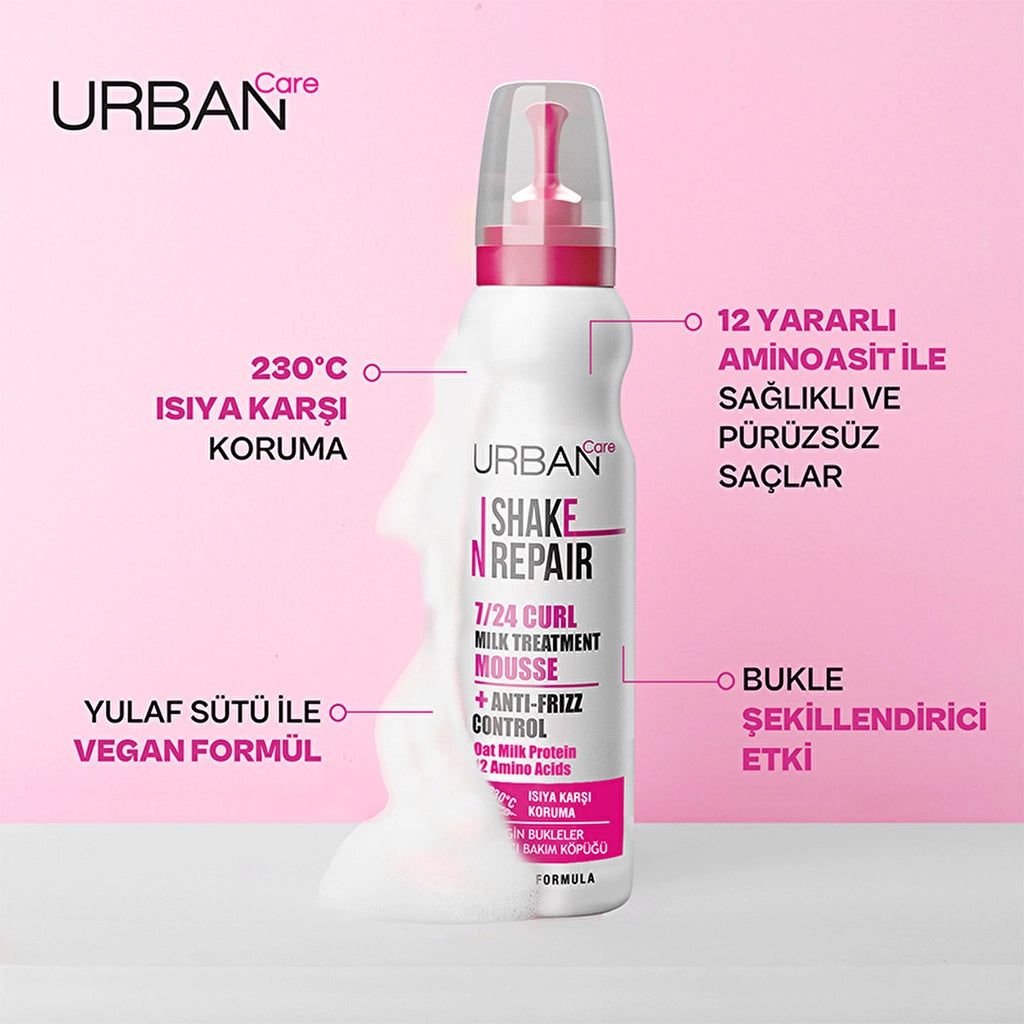 Urban Care Shake N Repair 24/7 Special Hair Care Foam for Frizzy and Curly Hair 150 ml