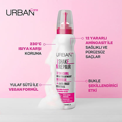 Urban Care Shake N Repair 24/7 Special Hair Care Foam for Frizzy and Curly Hair 150 ml