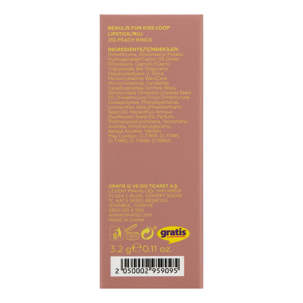 Beaulis Fun Kiss Loop Lipstick 210 Peach Rings