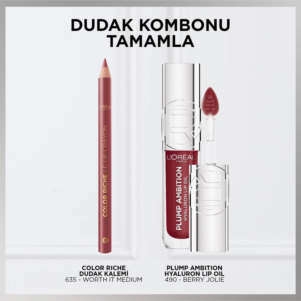 Loreal Paris Plump Ambition Hyaluron Lip Oil Nourishing and Moisturizing Lip Gloss 490 Berry Jolie