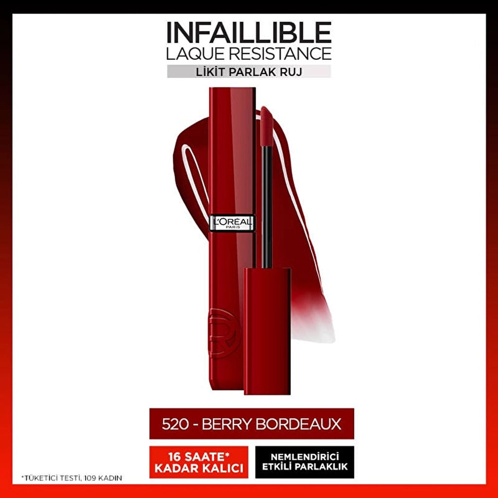 Loreal Paris Infaillible Laque Resistance Liquid Shiny Lipstick 550 Noir Cherry