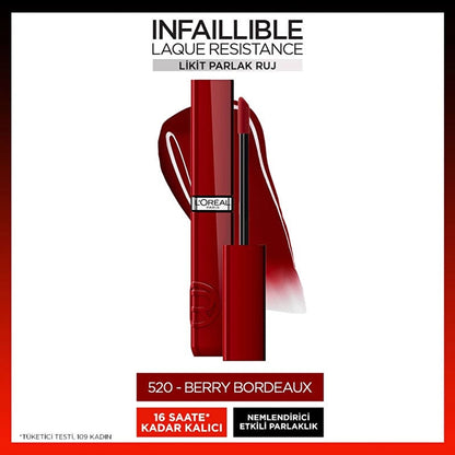 Loreal Paris Infaillible Laque Resistance Liquid Shiny Lipstick 550 Noir Cherry