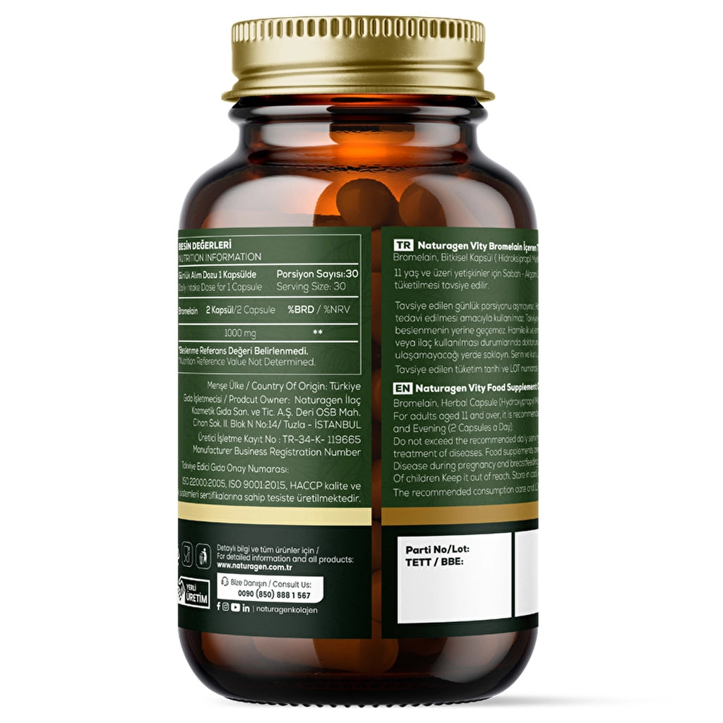 Naturagen Bromelain 2400 GDU Food Supplement 60 Capsules 1000mg