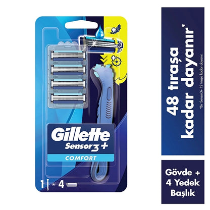 Gillette Sensor3+ Comfort Head Shaver with 4 Replacement Blades