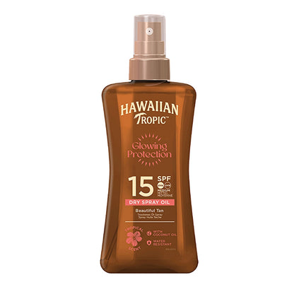 Hawaiian Tropic Glowing Protection Dry Spray Oil SPF15 Protective &amp; Bronzing Oil 200 ml