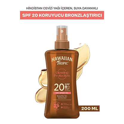Hawaiian Tropic Glowing Protection Dry Spray Oil SPF20 Protective &amp; Bronzing Oil 200 ml