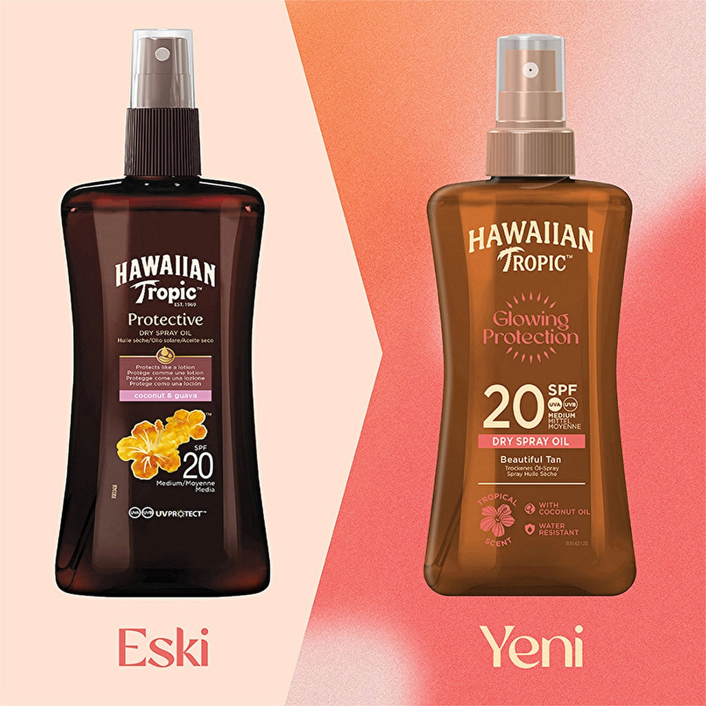 Hawaiian Tropic Glowing Protection Dry Spray Oil SPF20 Protective &amp; Bronzing Oil 200 ml