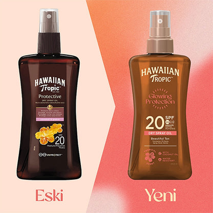 Hawaiian Tropic Glowing Protection Dry Spray Oil SPF20 Protective &amp; Bronzing Oil 200 ml