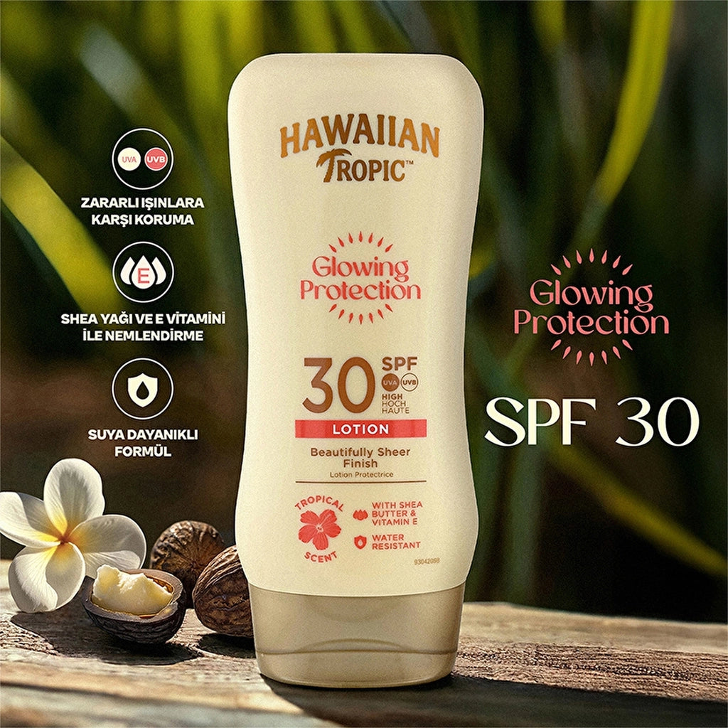 Hawaiian Tropic Glowing Protection Lotion SPF30 Sunscreen Body Lotion 180 ml