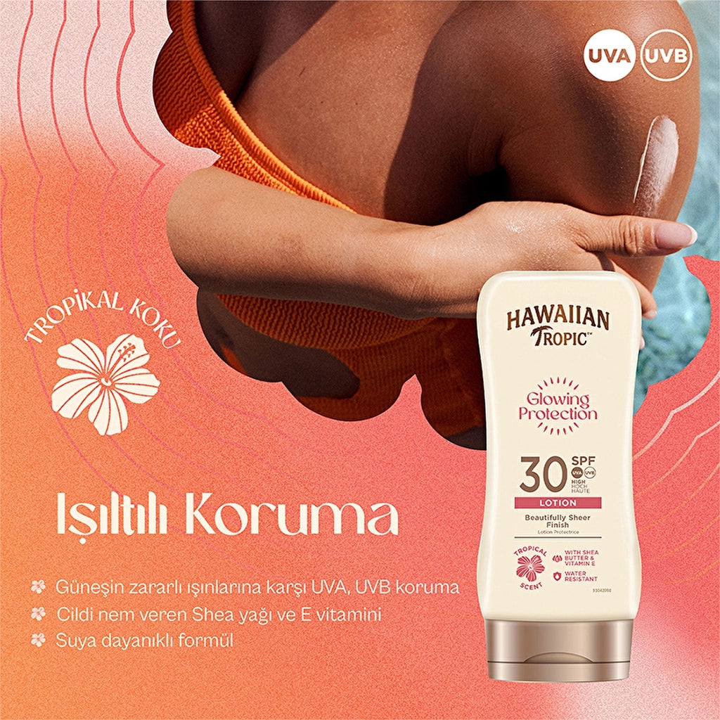 Hawaiian Tropic Glowing Protection Lotion SPF30 Sunscreen Body Lotion 180 ml