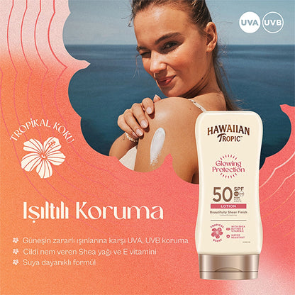 Hawaiian Tropic Glowing Protection Lotion SPF50 Sunscreen Body Lotion 180 ml