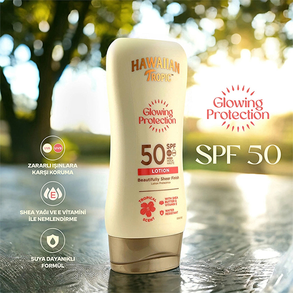 Hawaiian Tropic Glowing Protection Lotion SPF50 Sunscreen Body Lotion 180 ml